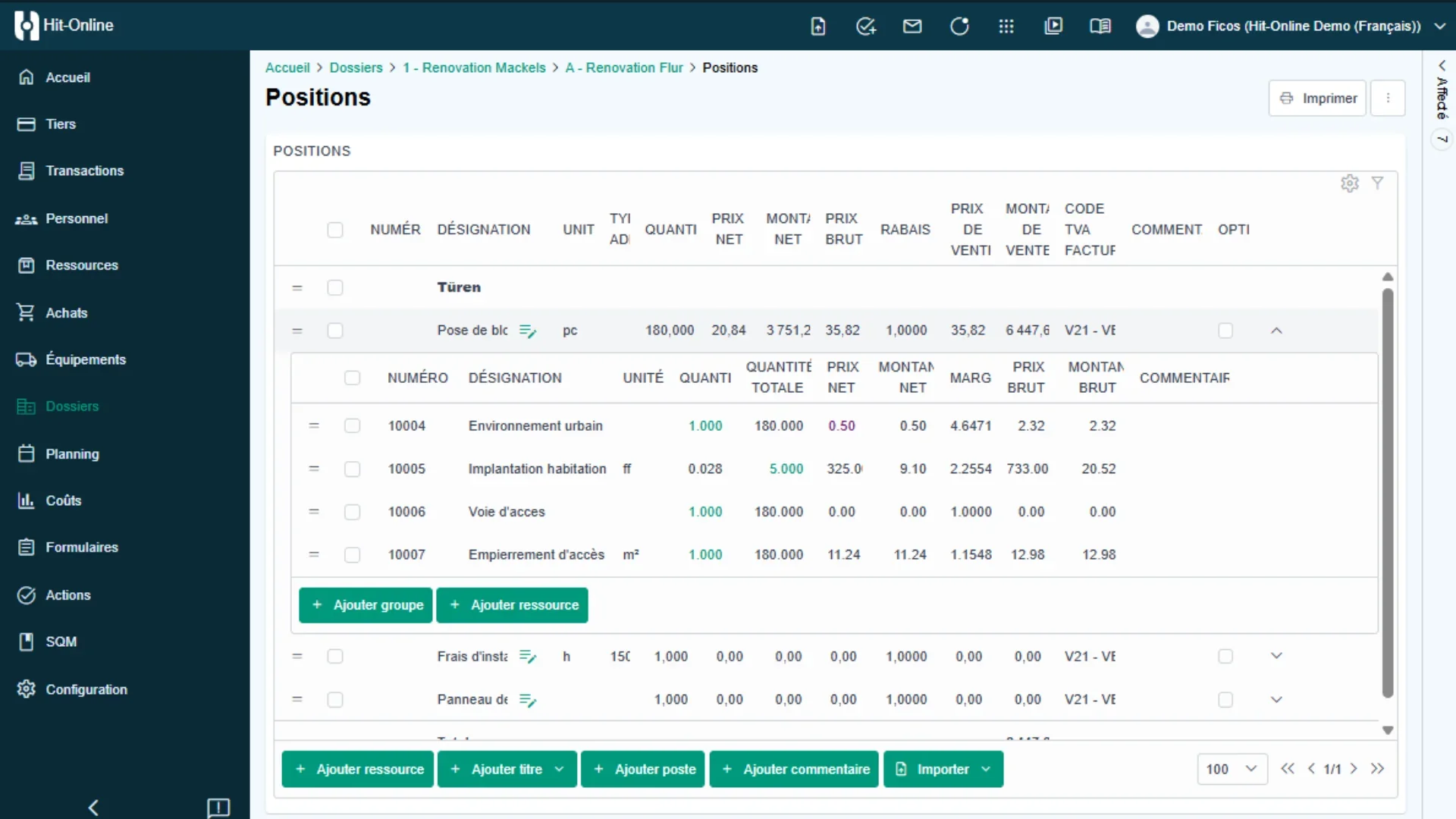 Quotes and estimates in Hit-Online