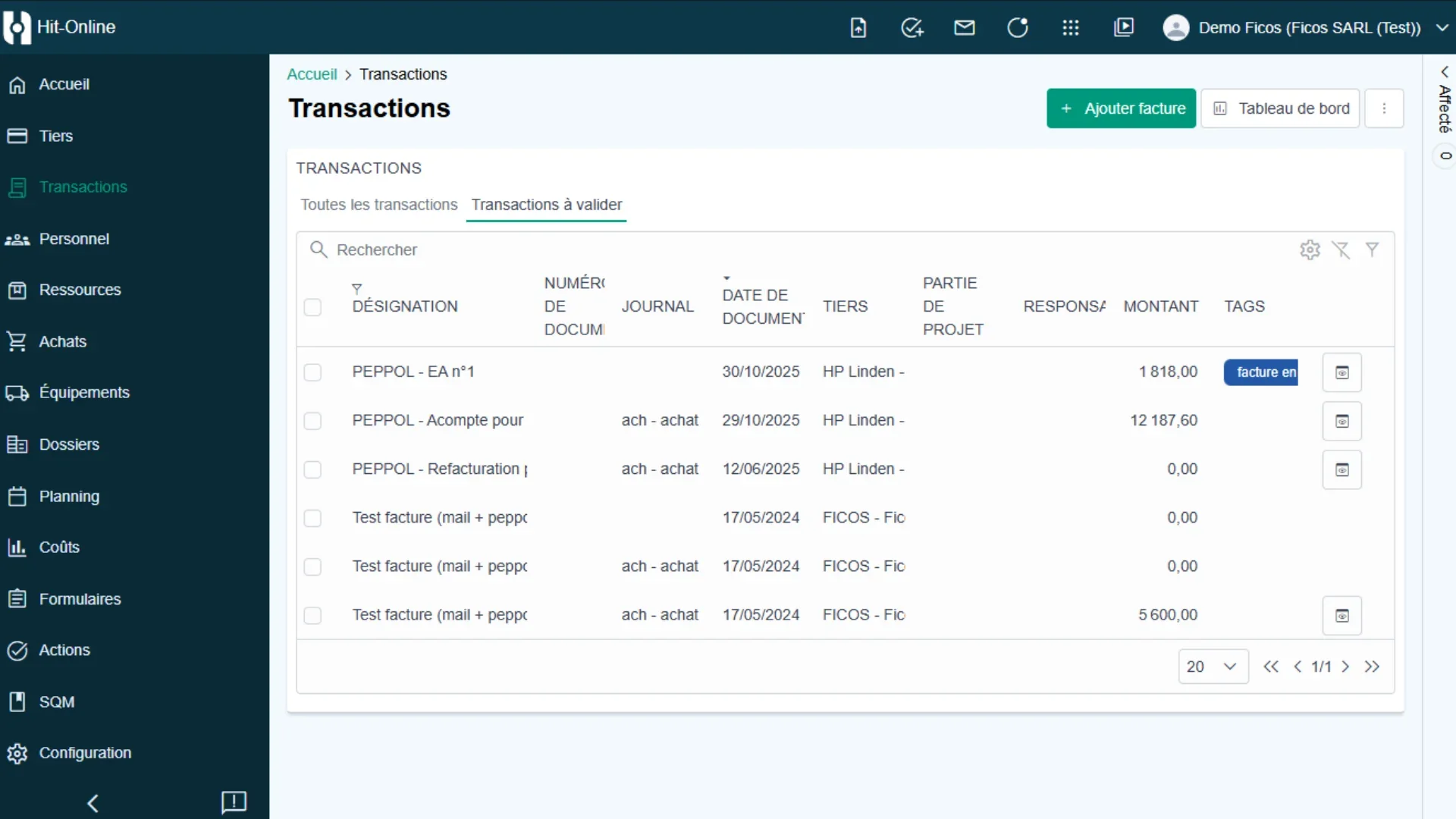 View of unvalidated transactions