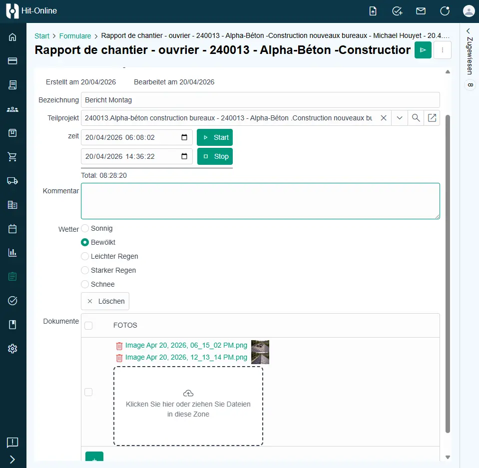 Digital forms and handover in Hit-Online